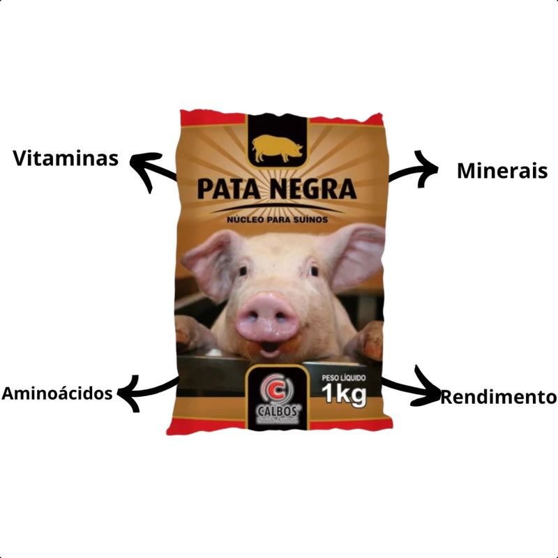 NUCLEO PARA SUINOS PORCOS PATA NEGRA 1KG VITAMINAS MIN AMINOACIDO CALBOS