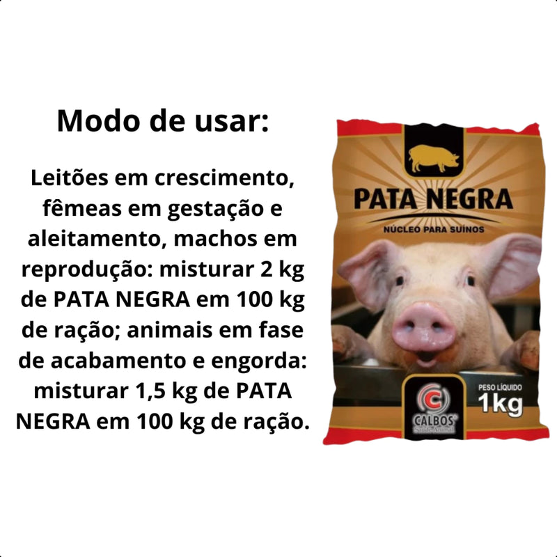 NUCLEO PARA SUINOS PORCOS PATA NEGRA 1KG VITAMINAS MIN AMINOACIDO CALBOS